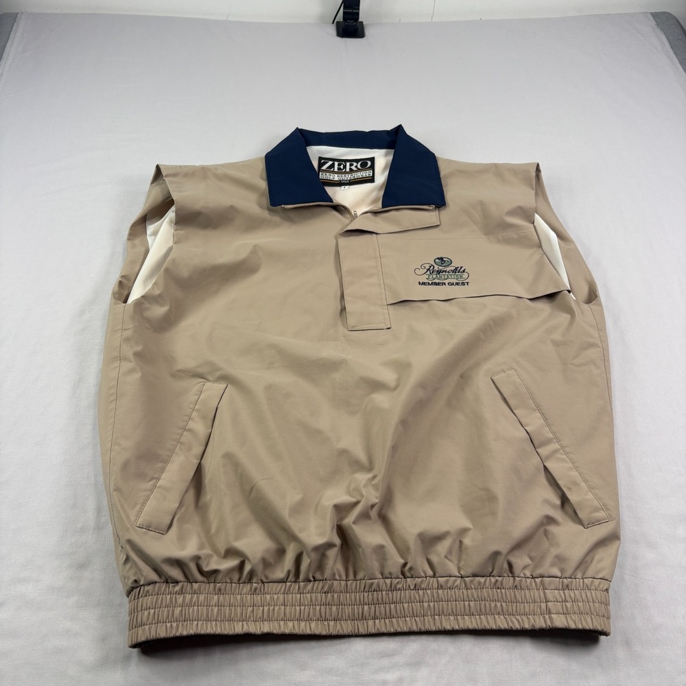 Zero Restriction Gore Tex Golf Vest Mens Large Beige Tour Lite 1/4 Zip Pullover